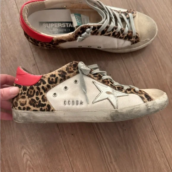 Golden Goose Leopard Sneakers with Red and White Details - Picture 6 of 8